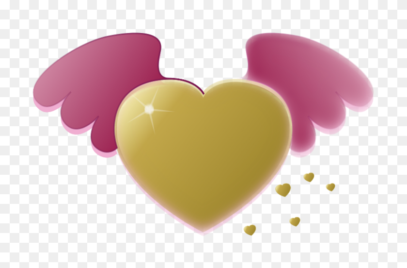 800x505 Free Clipart Gold Heart With Pink Wings Pixabella - Gold Heart Clipart