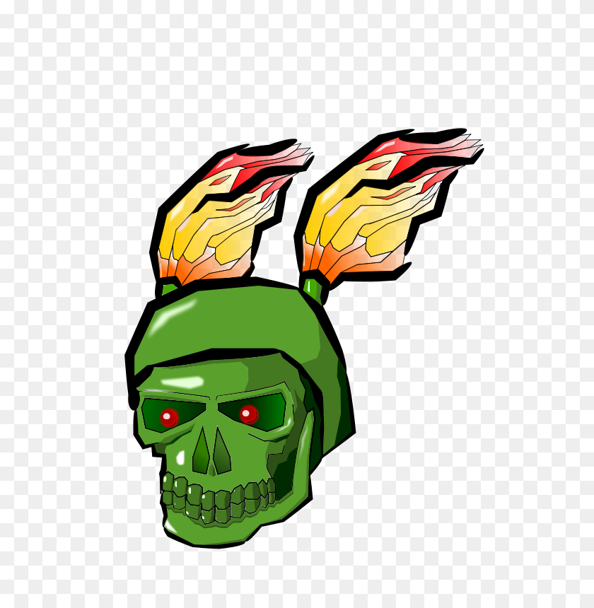 568x800 Free Clipart Green Skull With Flames Rents - Skull With Flames Clipart