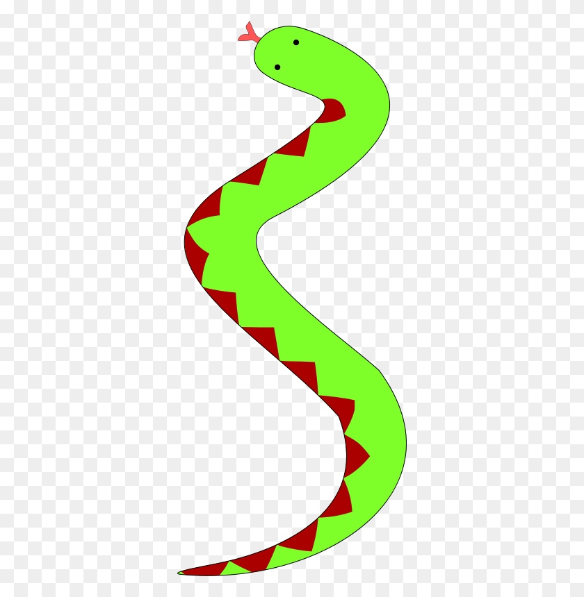 330x800 Бесплатный Клипарт Зеленая Змея С Красным Животом Portablejim - Free Snake Clipart