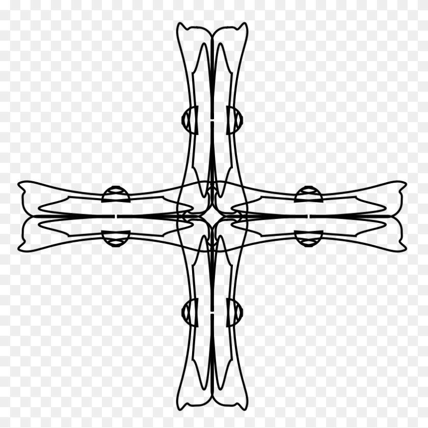 798x800 Free Clipart Holy Greek Cross Outline Angelo Gemmi - Imágenes Prediseñadas De Cruz Y Llama