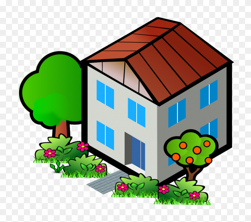 800x701 Free Clipart Iso City Grey House Rygle - Road Side View Clipart