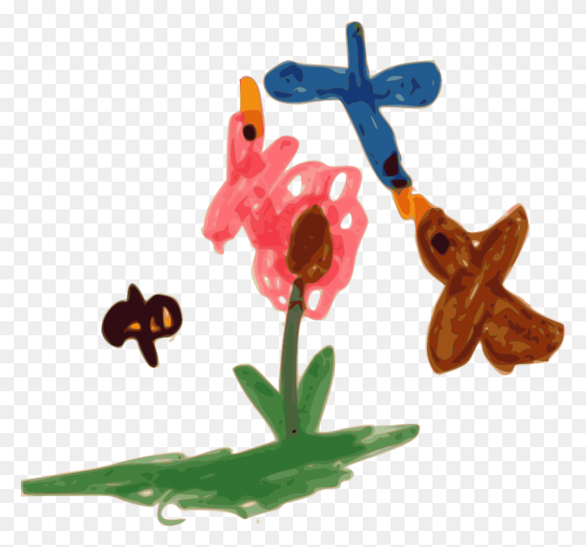 800x742 Free Clipart Kindergarten Art Birds, Bee, And Flower Baj - Kindergarten Clip Art Free