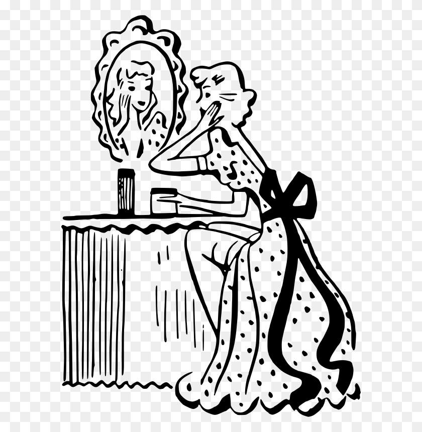 596x800 Free Clipart Lady - Table Clipart Black And White