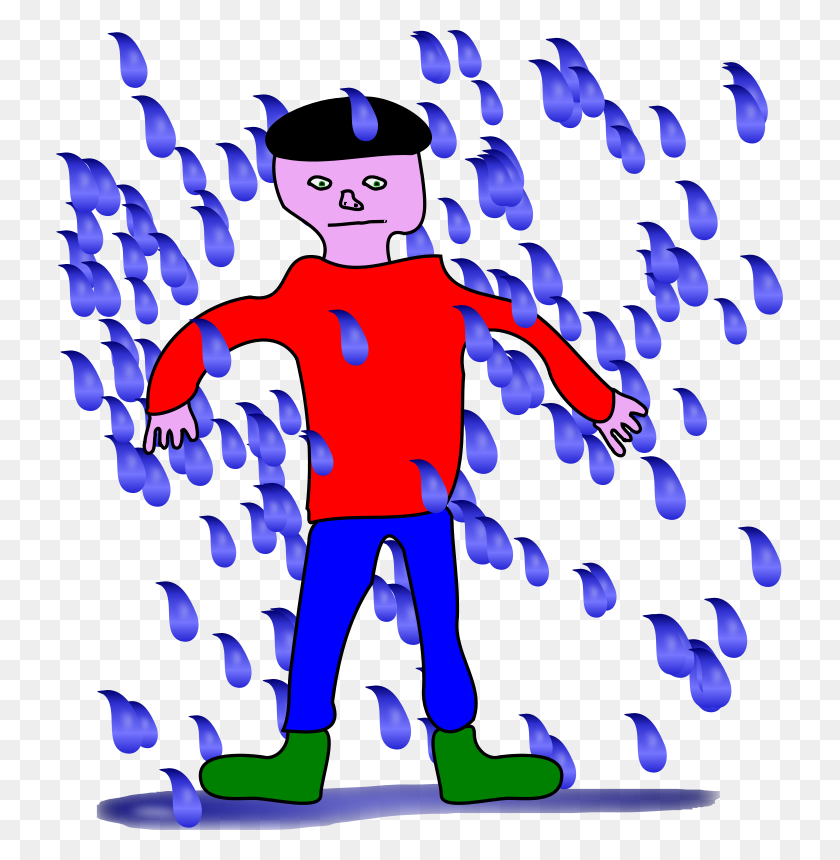 727x800 Free Clipart Man Standing In Rain Enuanto - Rain Clipart Free