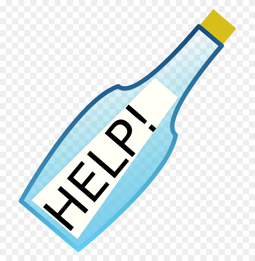 718x800 Free Clipart Message In A Bottle - Message Clipart
