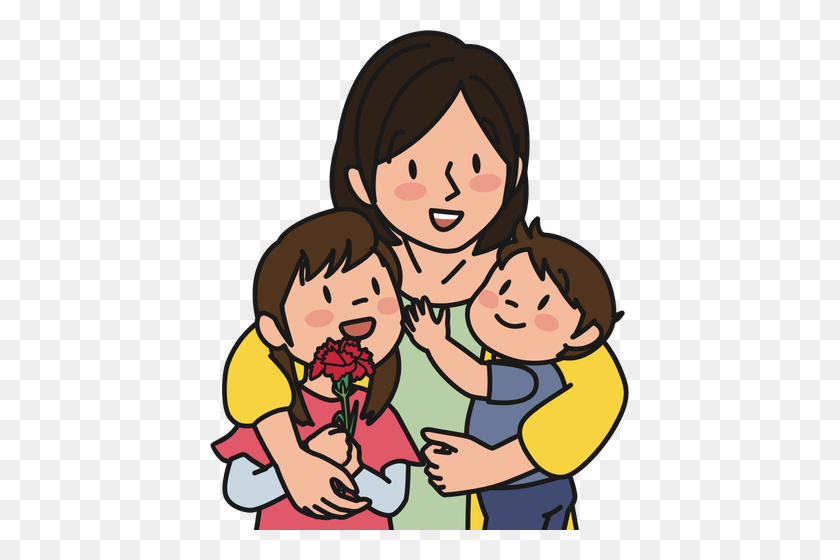 419x500 Free Clipart Mother Holding Baby - Mom And Kid Clipart