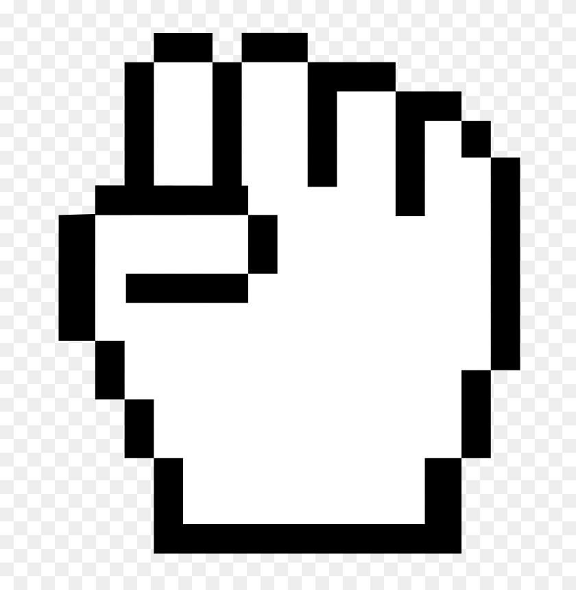 710x800 Free Clipart Mouse Pointer Fist Worker - Minecraft Clipart Black And White