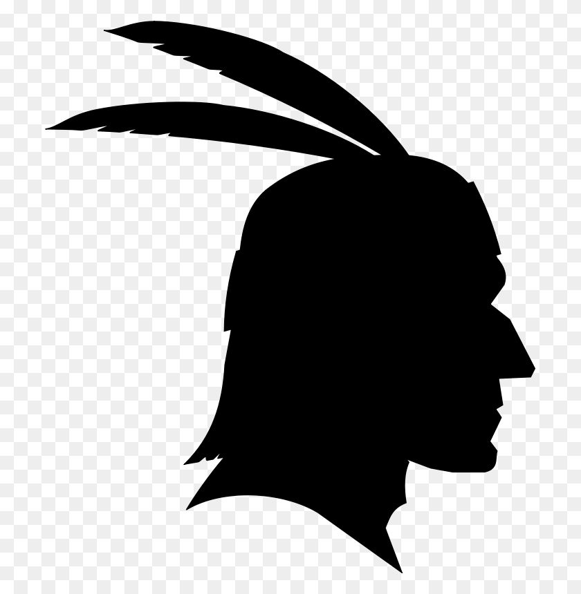 709x800 Free Clipart Native American Profile Silhouette Dingbat - Native American Clipart