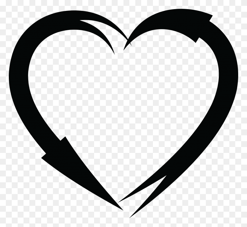 4000x3653 Free Clipart Of A Black And White Heart Frame Of Arrows - White Heart PNG