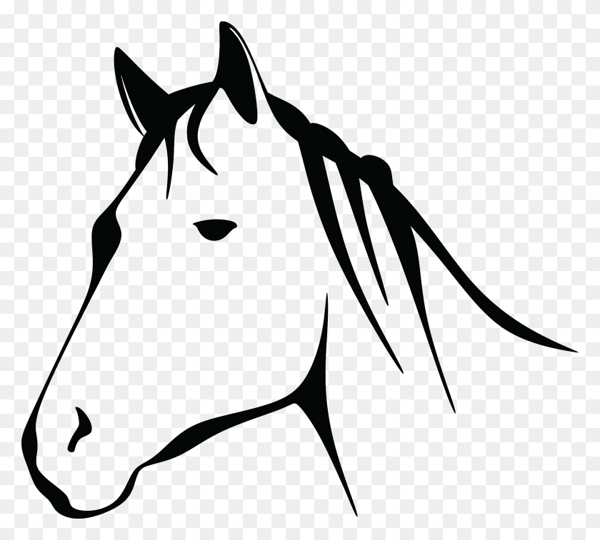 4000x3578 Free Clipart Of A Black And White Horse Head - Bucking Bronco Clipart