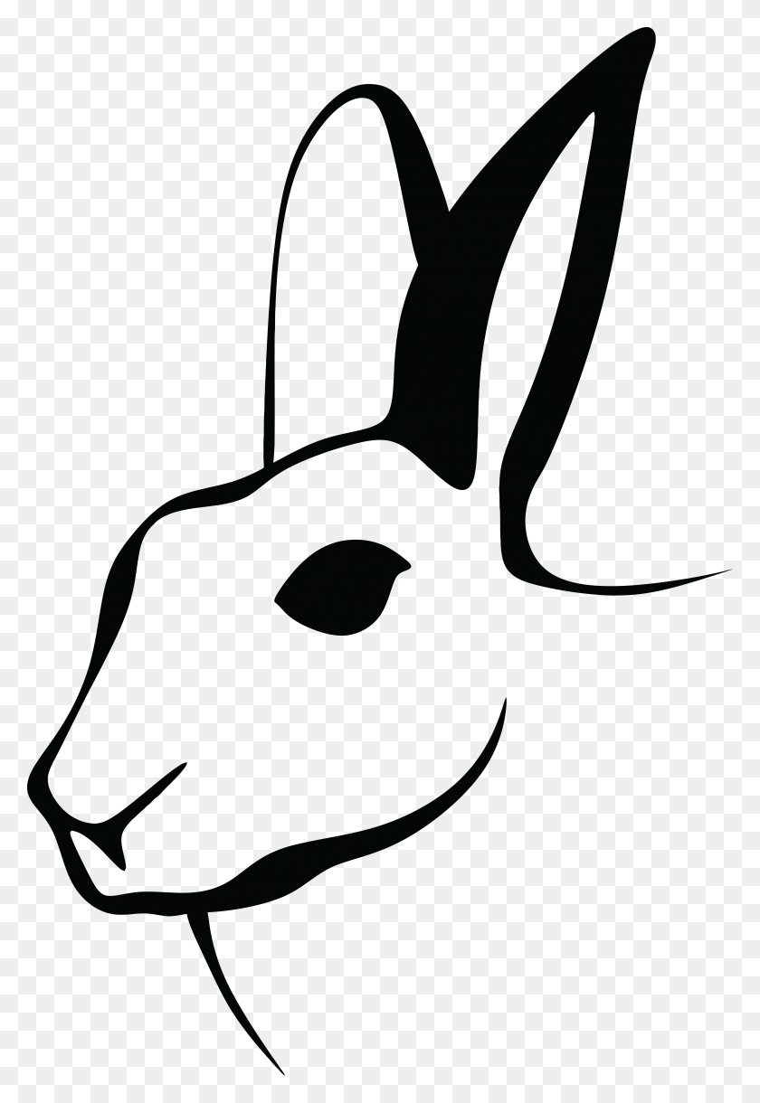 4000x5950 Free Clipart Of A Black And White Rabbit Head - White Rabbit PNG