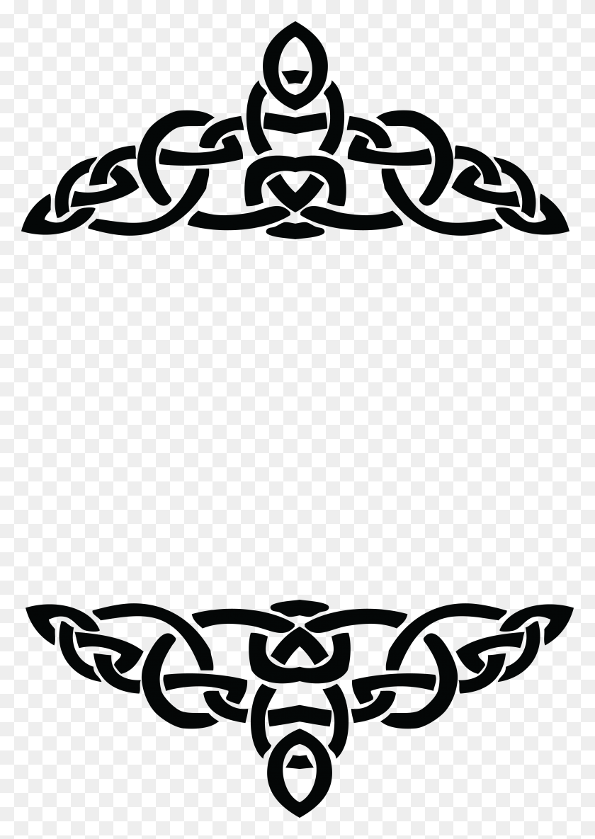 4000x5774 Free Clipart Of A Celtic Border Design Element In Black And White - Celtic Border PNG