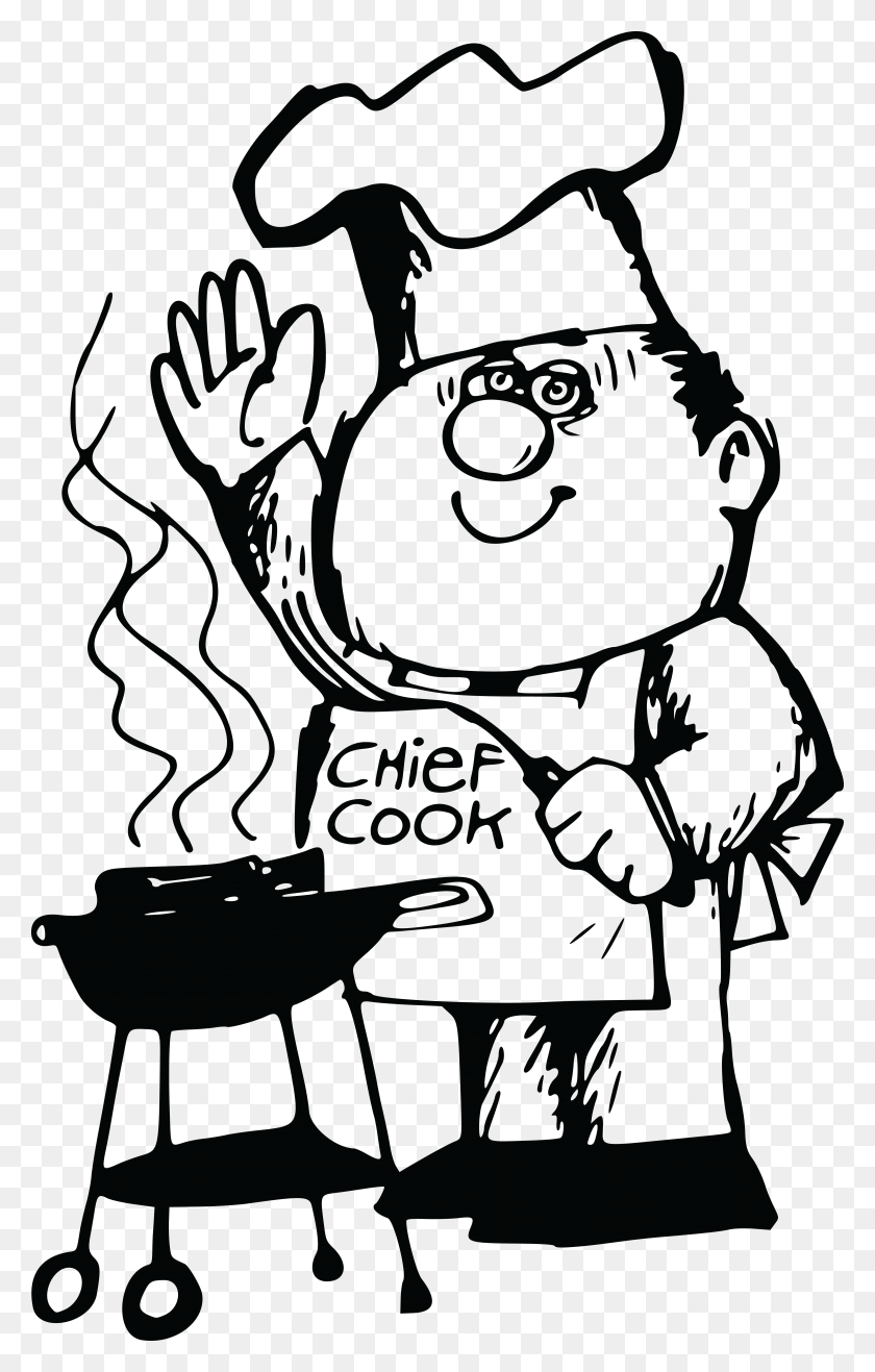 4000x6450 Free Clipart Of A Chef Waving - Man Grilling Clipart