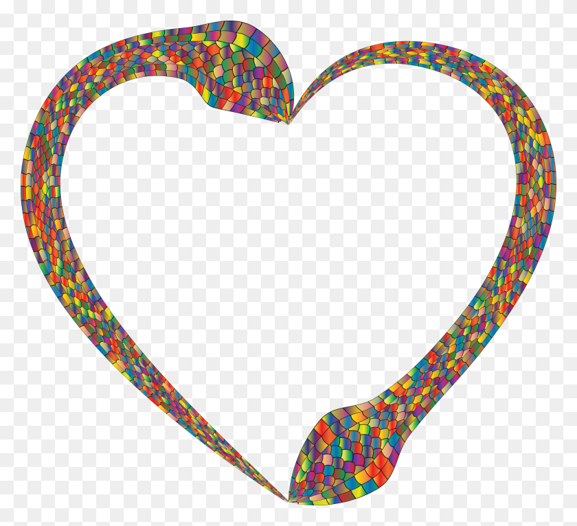 4000x3624 Free Clipart Of A Colorful Heart Made Of Snakes - Made Clipart