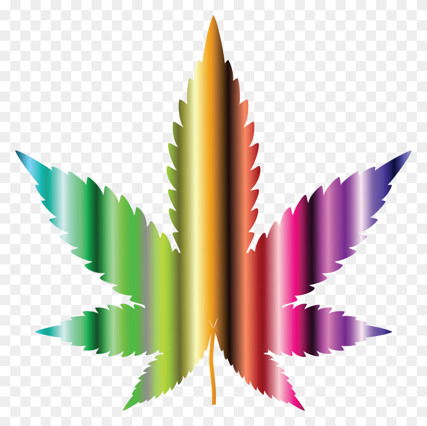4000x3992 Free Clipart Of A Colorful Psychedelic Pot Leaf - Weed Leaf PNG