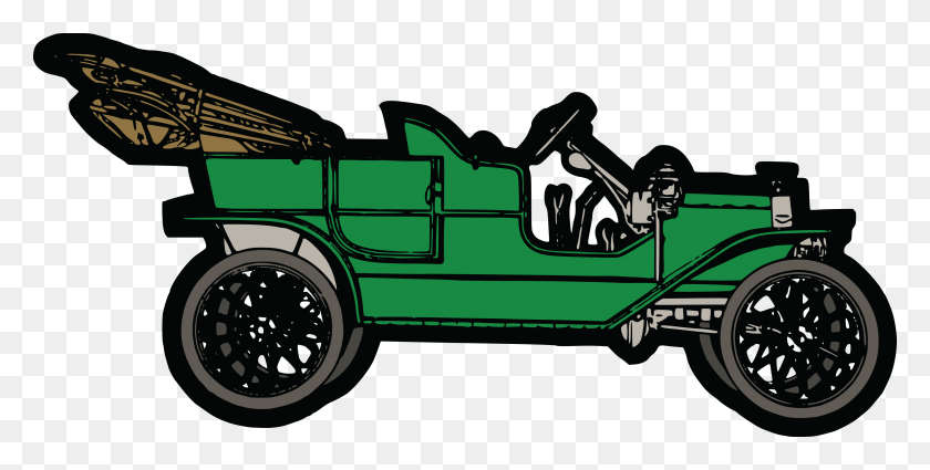 4000x1873 Free Clipart Of A Convertible Green Vintage Car - Safari Jeep Clipart