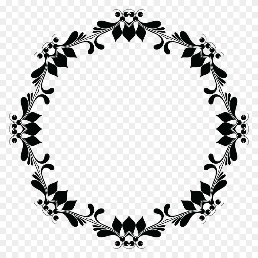 4000x4000 Free Clipart Of A Floral Frame - Flower Circle PNG