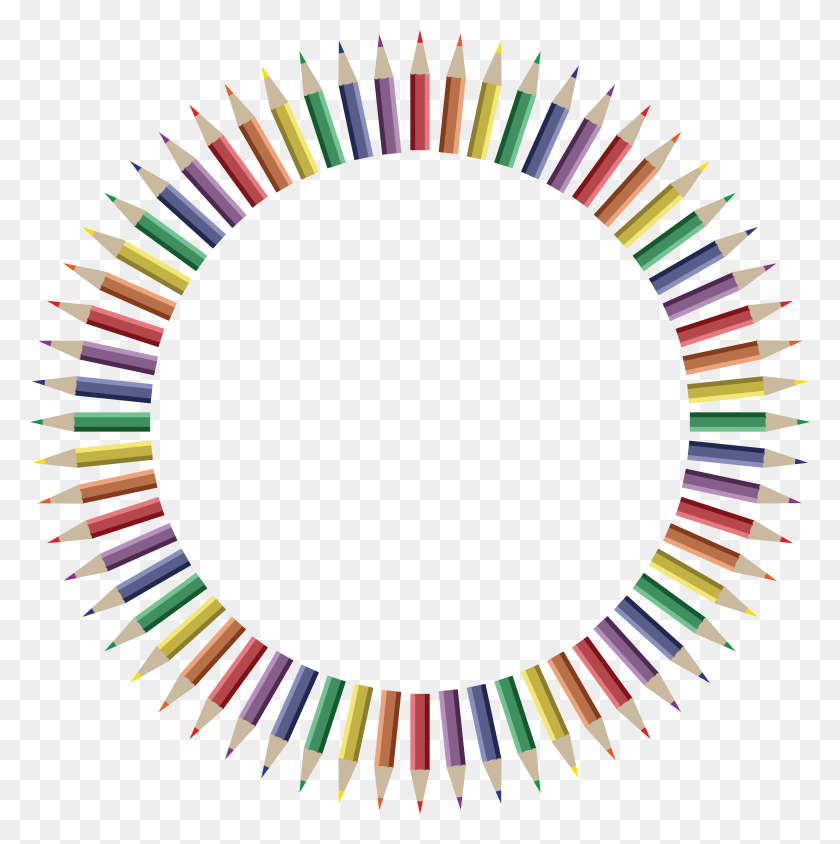 4000x4021 Free Clipart Of A Frame Of Colored Pencils - Colored Pencil PNG