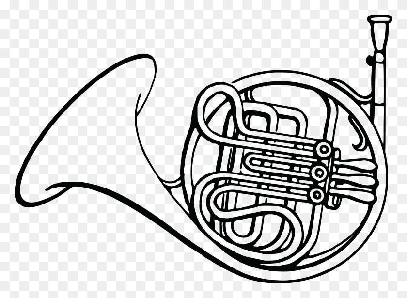 4000x2847 Free Clipart Of A French Horn - Musical Instruments Clipart Black And White