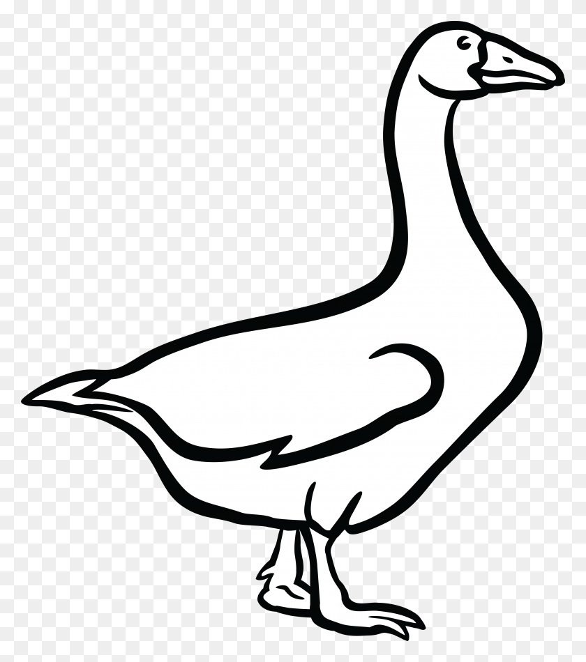 4000x4566 Free Clipart Of A Goose In Black And White - Goose Clipart Black And White