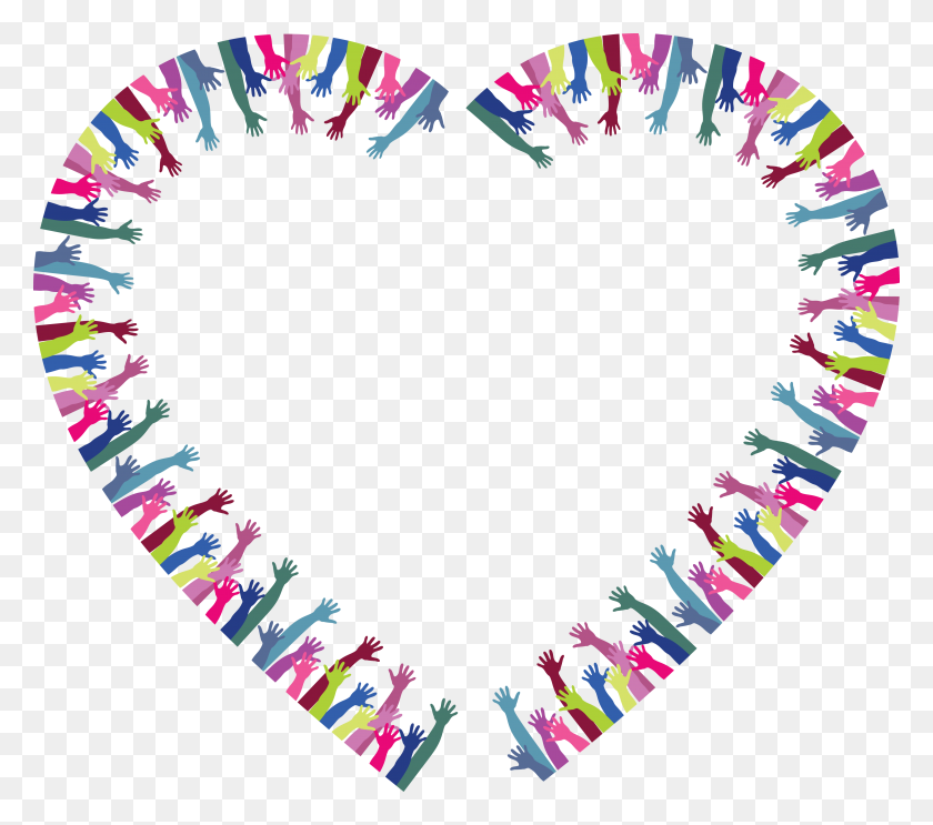 4000x3506 Free Clipart Of A Heart Frame Of Hands - Heart Frame PNG
