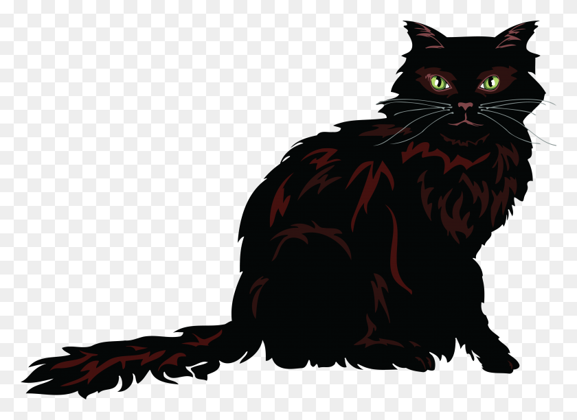4000x2831 Free Clipart Of A Long Haired Cat - Calico Cat Clipart