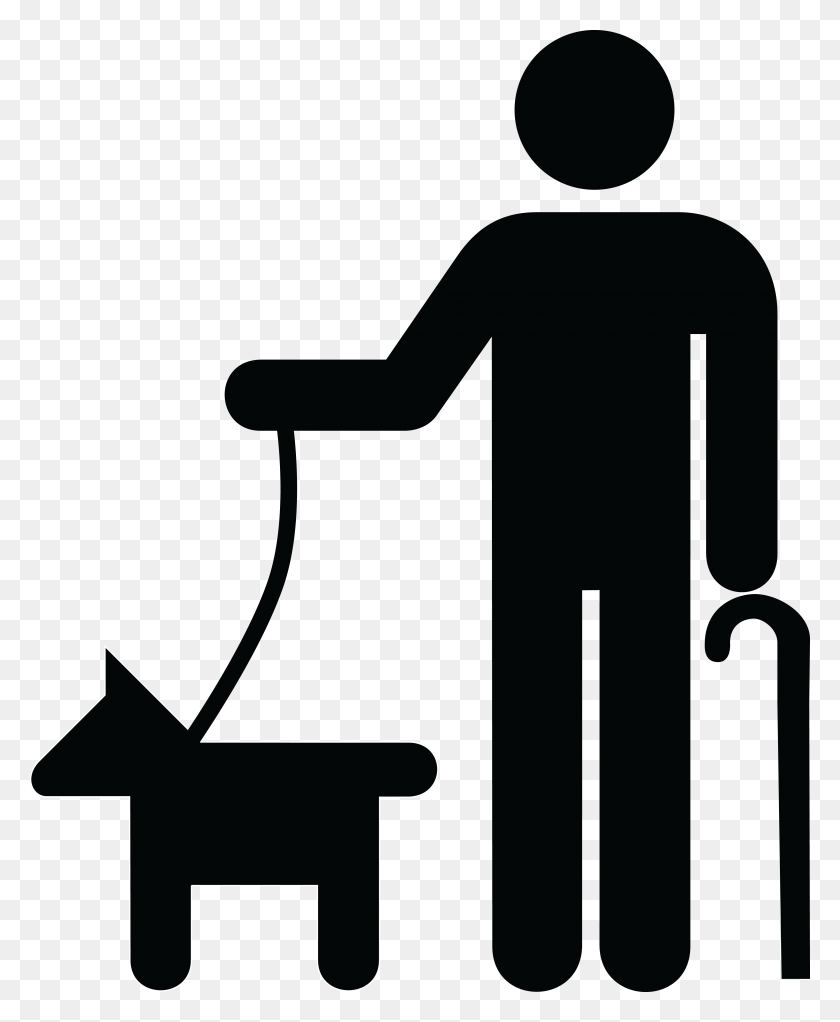 4000x4936 Free Clipart Of A Man With Disability Dog - Disability Clipart