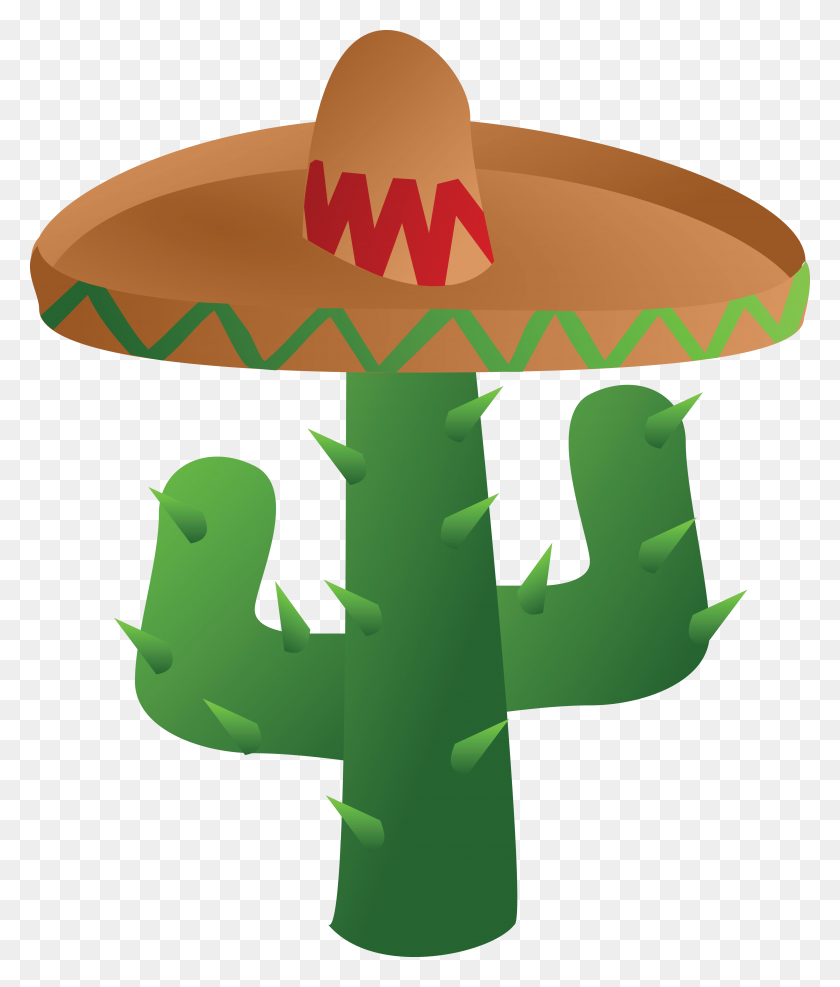 4000x4756 Clipart Gratis De Un Cactus Mexicano Con Sombrero Sombrero - Mexican Border Clipart