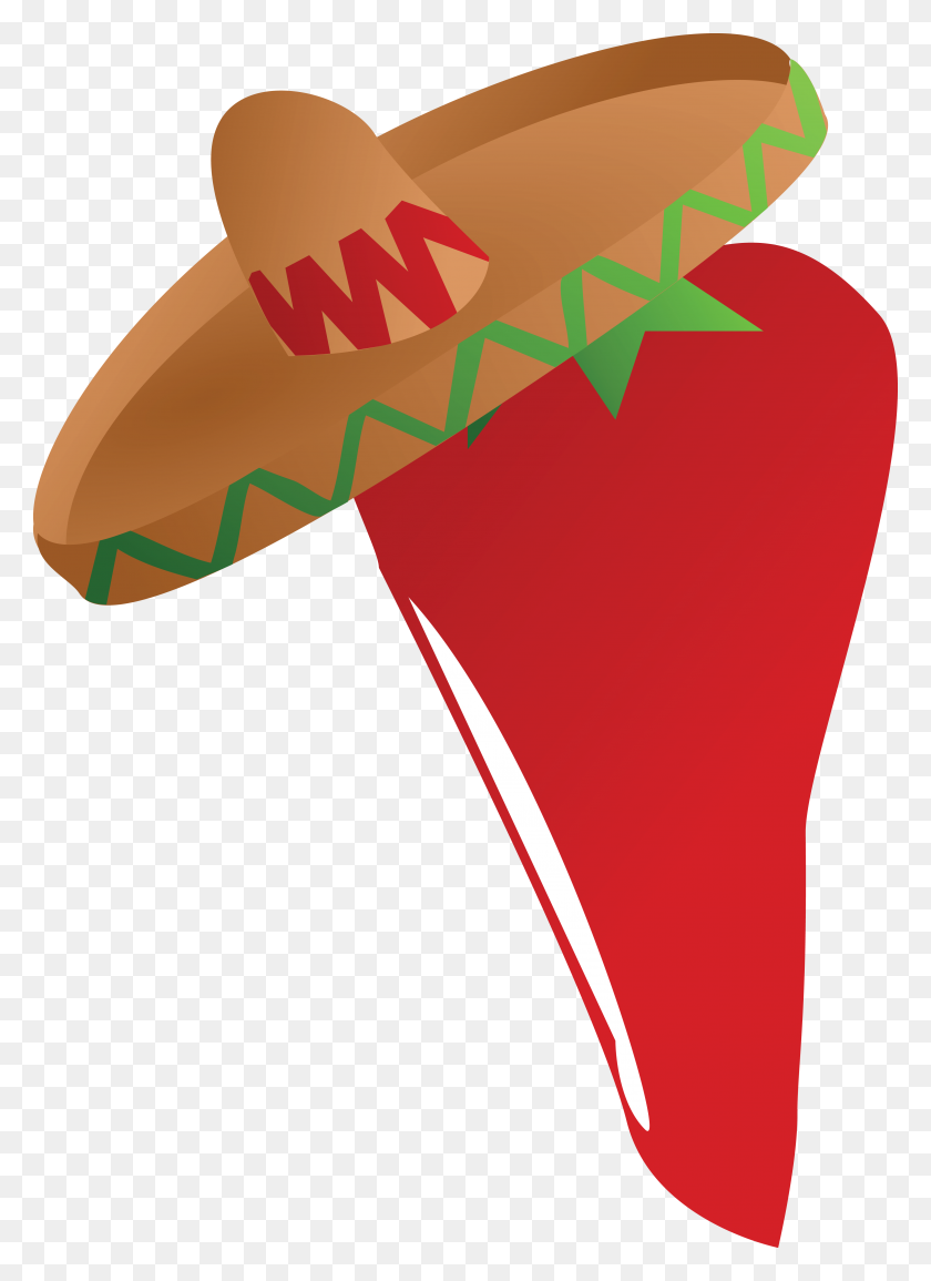 4000x5620 Clipart Gratis De Un Ají Mexicano Con Sombrero Sombrero - Red Pepper Clipart