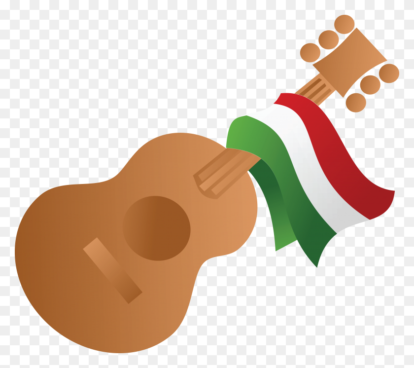 4000x3520 Clipart Gratis De Una Bandera Mexicana Sobre Una Guitarra - Clipart De Bailarina Mexicana
