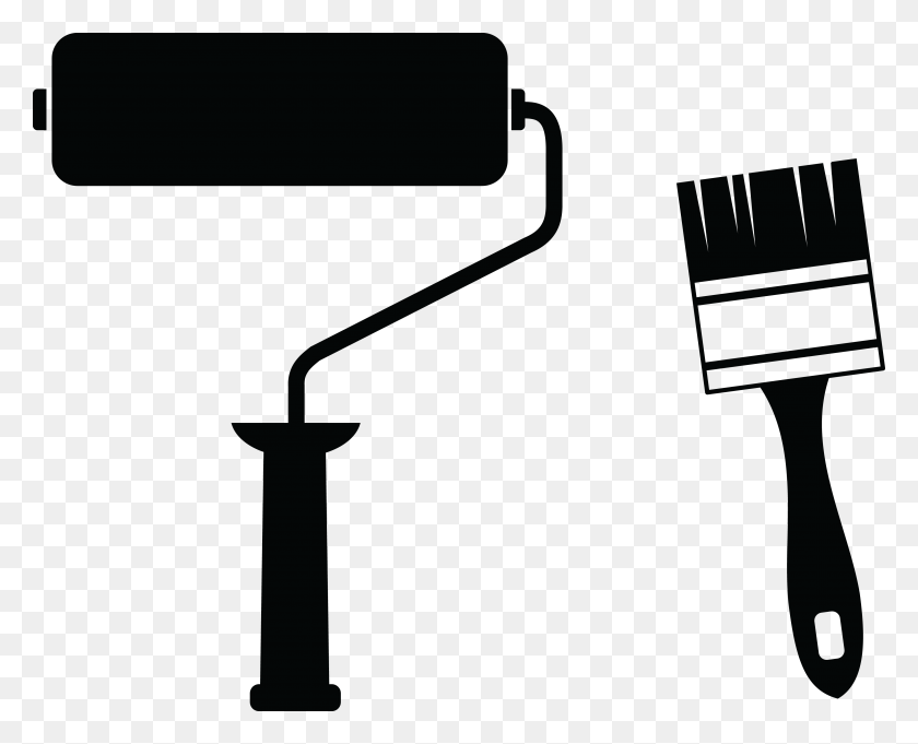4000x3185 Free Clipart Of A Paint Roller And Brush - Paint Brush PNG