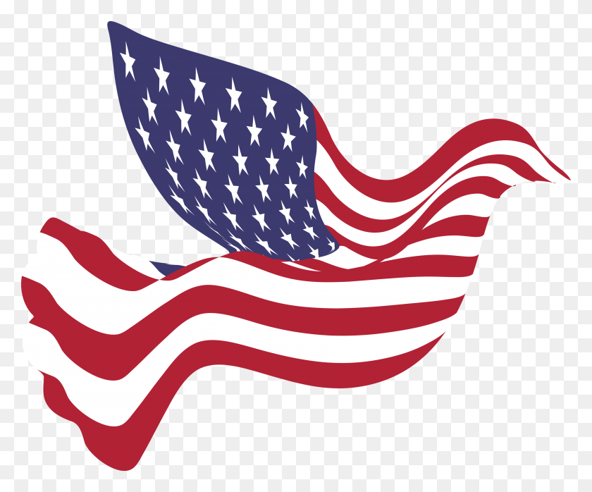 4000x3275 Голубь Мира С Рисунком Американского Флага - Бесплатный Клипарт