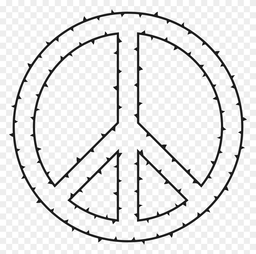 4000x3967 Free Clipart Of A Peace Symbol Made Of Thorns - Thorns PNG