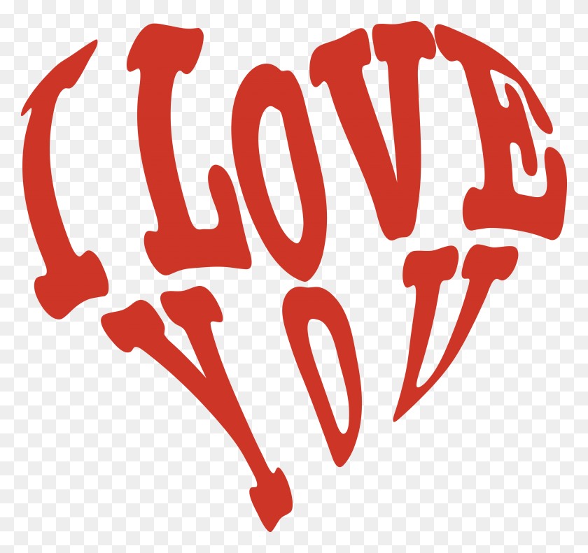 4000x3753 Free Clipart Of A Red Heart Formed Of I Love You - Red Heart Clip Art Free