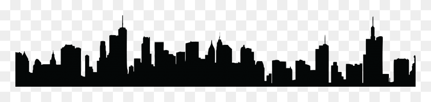 4000x719 Free Clipart Of A Silhouetted City - City PNG