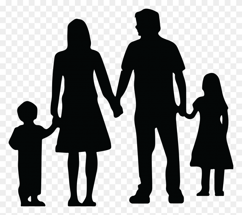 4000x3526 Free Clipart Of A Silhouetted Family Holding Hands - Family Holding Hands Clipart