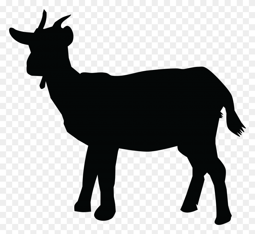 4000x3657 Free Clipart Of A Silhouetted Goat - Free Goat Clipart