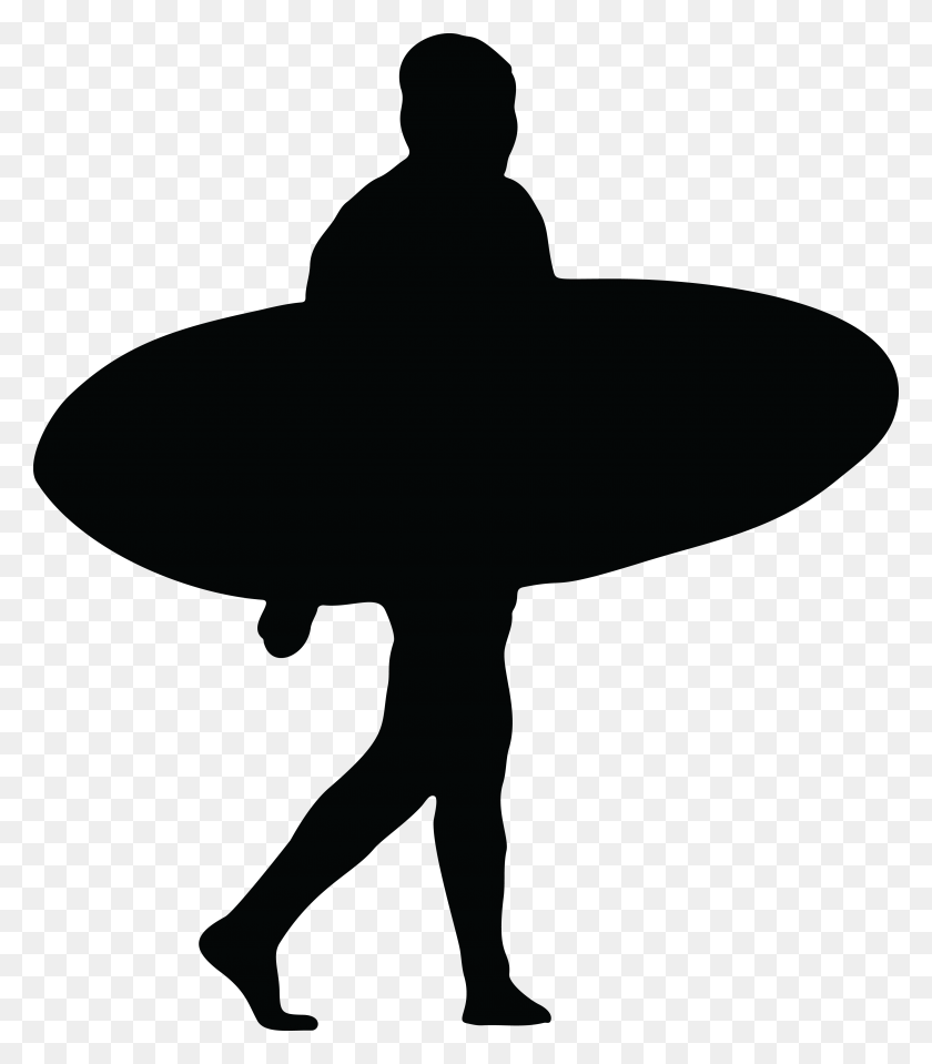 4000x4611 Free Clipart Of A Silhouetted Surfer - Poseidon Clipart