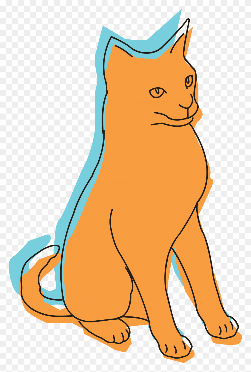 4000x6077 Free Clipart Of A Sitting Blue And Orange Cat - Orange Cat PNG