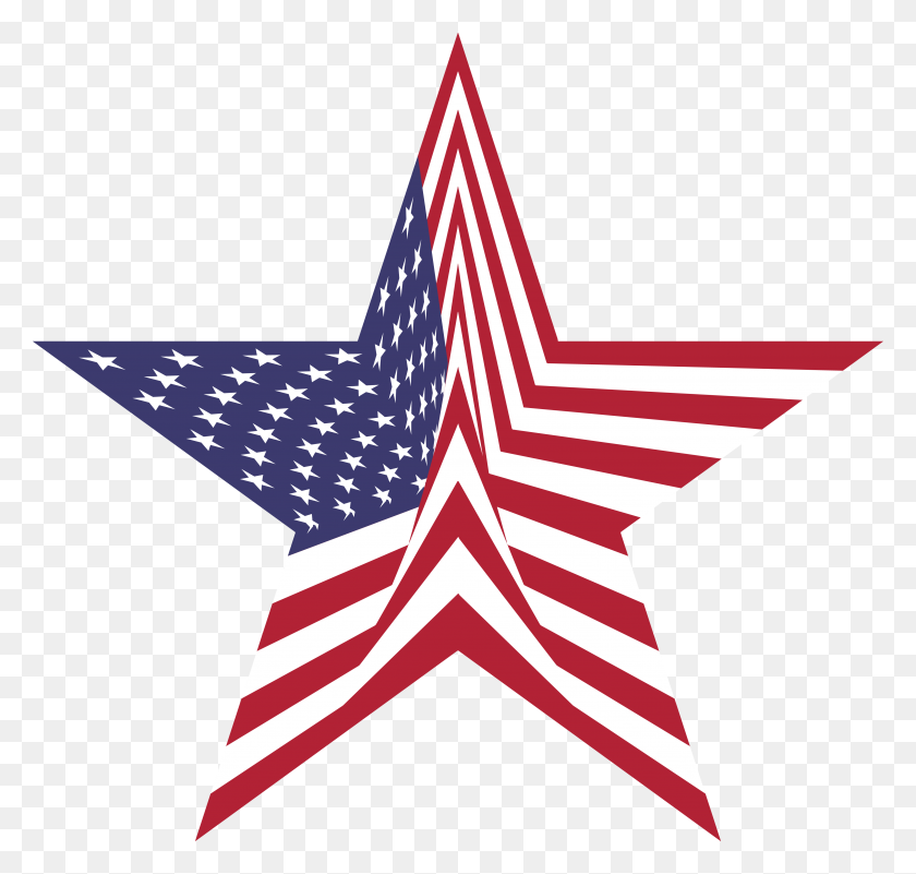 4000x3802 Free Clipart Of A Star With An American Flag Pattern - Star Pattern PNG