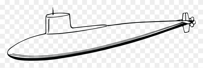 4000x1138 Free Clipart Of A Submarine - Periscope Clipart