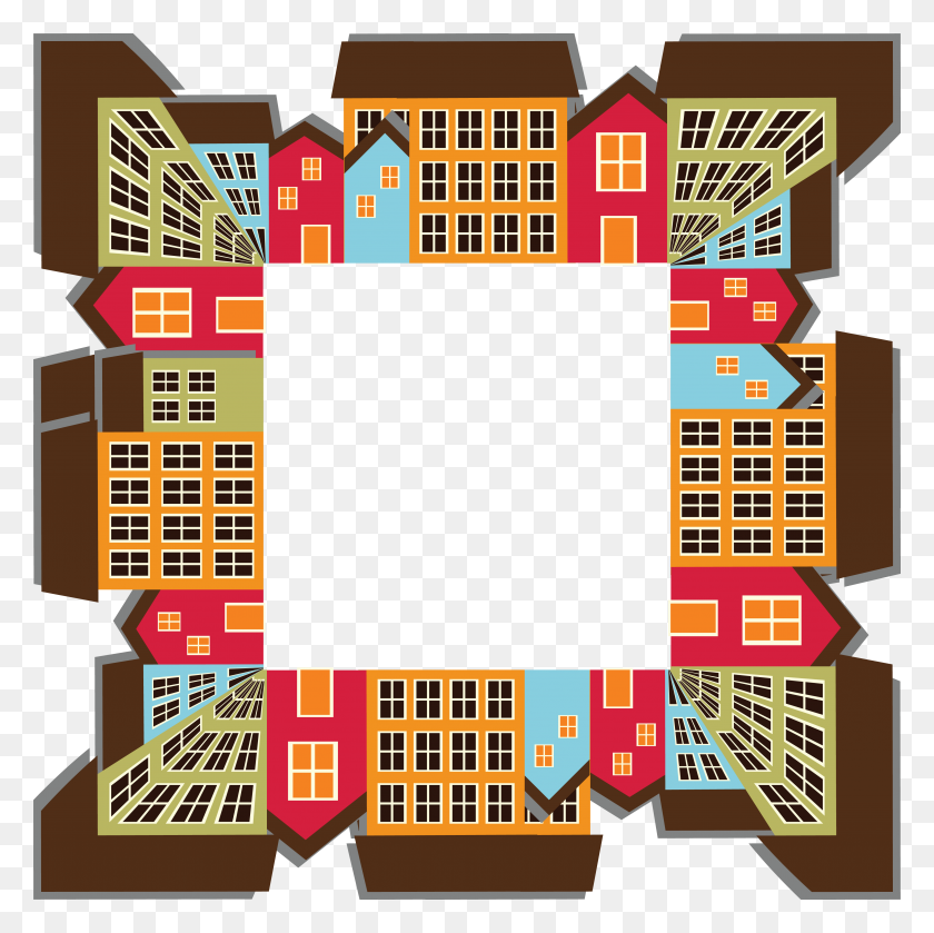 4000x4000 Free Clipart Of A Town Frame - Town Clipart