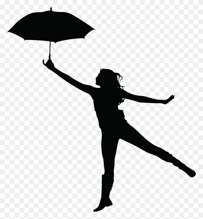 4000x4342 Free Clipart Of A Woman Dancing With An Umbrella - Free Clip Art Happy Dance