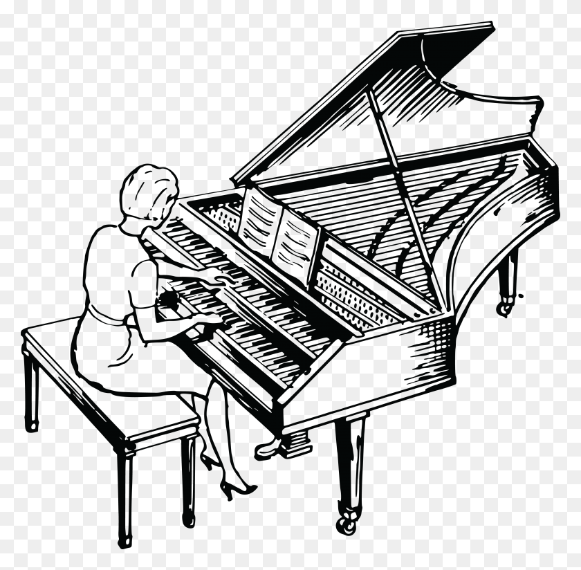 4000x3918 Free Clipart Of A Woman Playing A Piano - Piano Images Free Clip Art