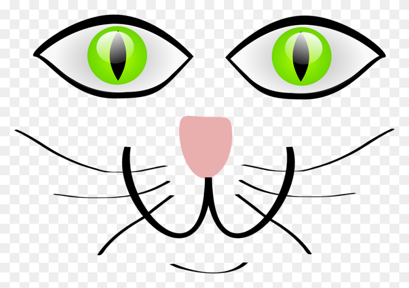 960x655 Free Clipart Of Cat Eyes - Cat Face Clipart