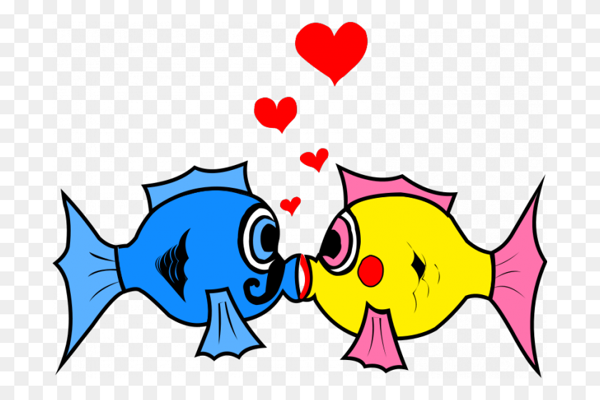 693x500 Free Clipart Of Kissing Fish - Fish Fry Clip Art Free
