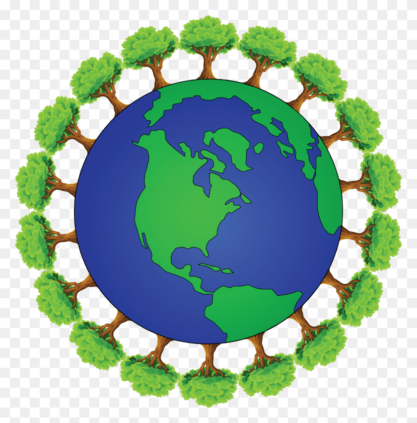 4000x4061 Free Clipart Of Planet Earth Encircled With Trees - Pangea Clipart