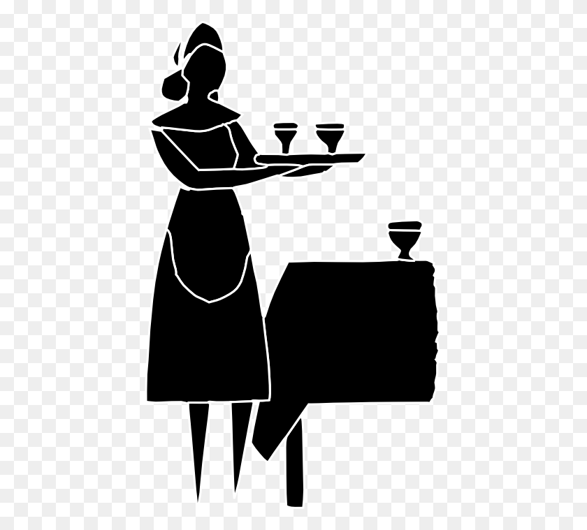 425x699 Free Clipart Of Waiters, Waitresses And Bartenders - Waitress PNG