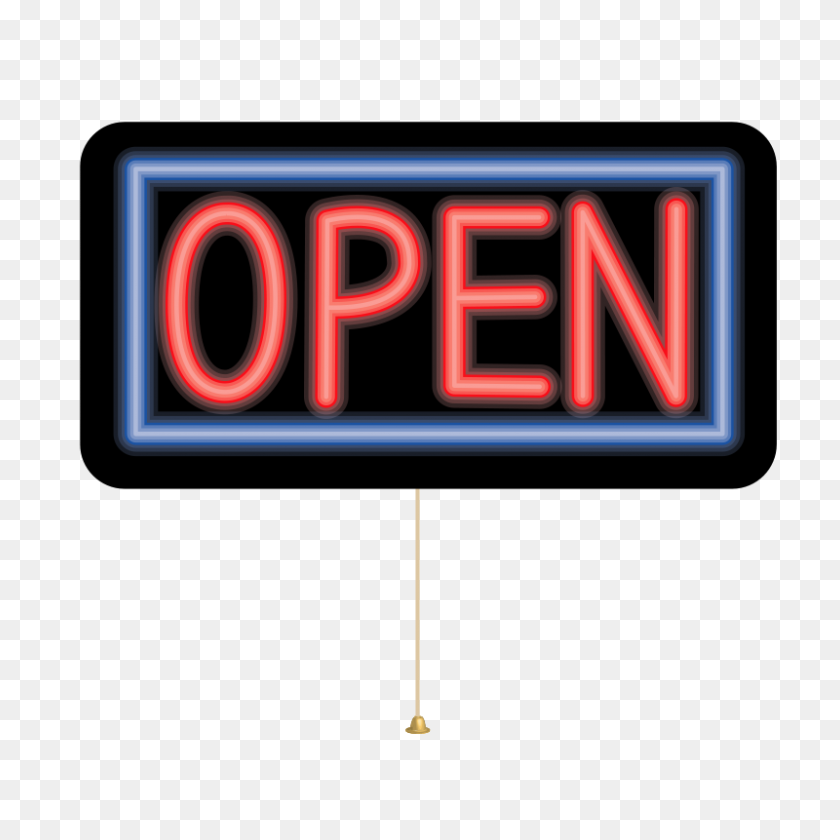 800x800 Free Clipart Open Neon Sign - Open Sign Clipart