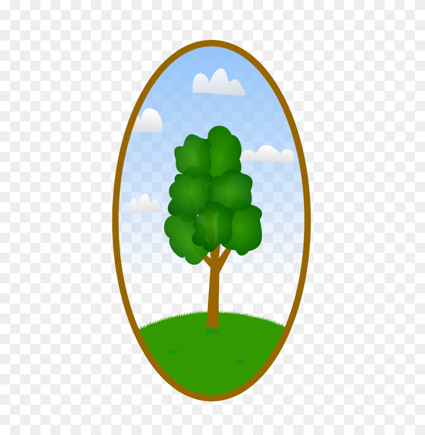 566x800 Free Clipart Oval Tree Landscape - Oval Clipart